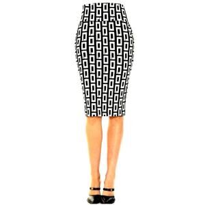 Ashley Stewart High Waist Geometric Black & White Pencil Office Skirt Size 18/20
